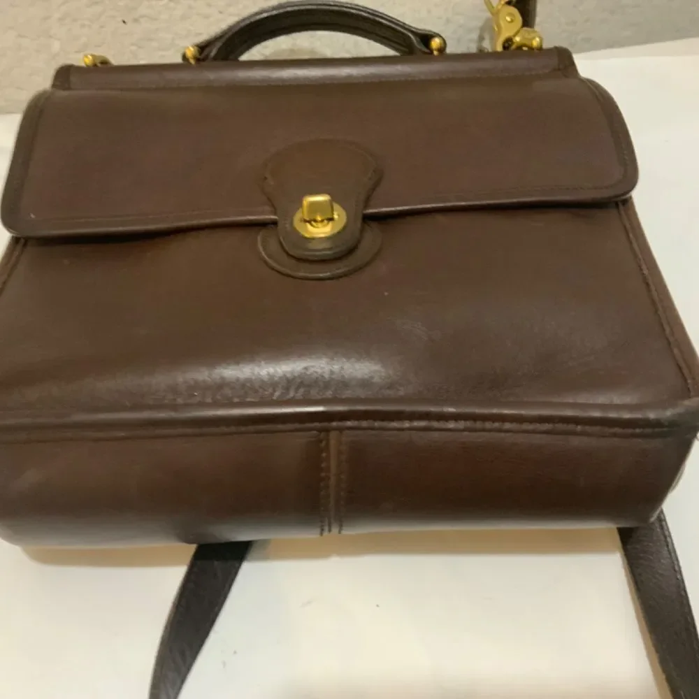 VTG COACH #9927 Willis Top Handle Satchel Leather Bag Mahogany Brown